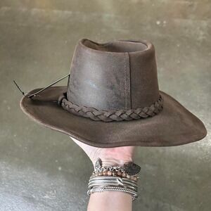 Vintage H H Henschel Hat Brown Suede Leather Cowboy Men's Medium